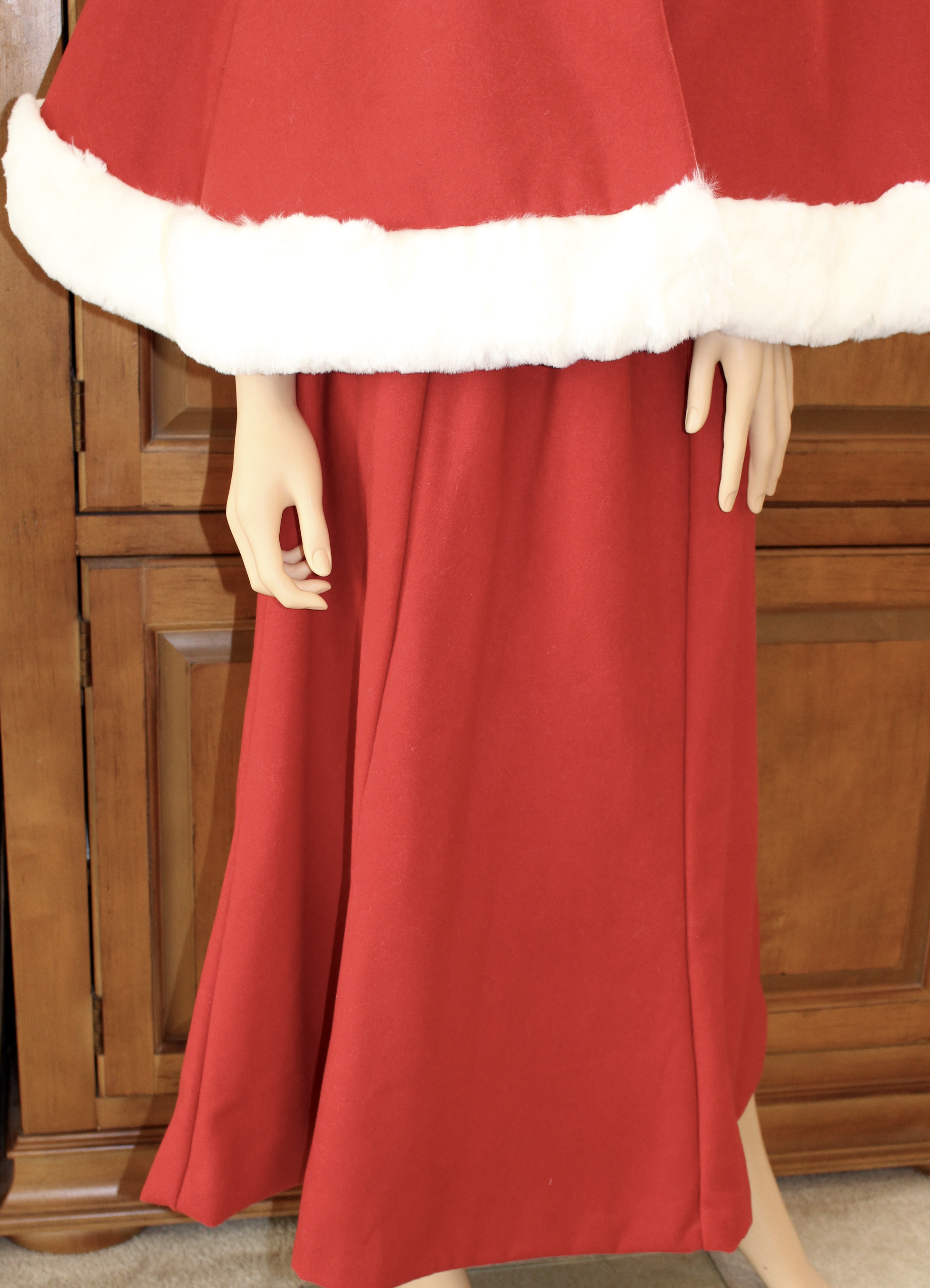 Mrs Claus Red Wool Skirt, Lined, w Elastic Waist | Santa Accessories
