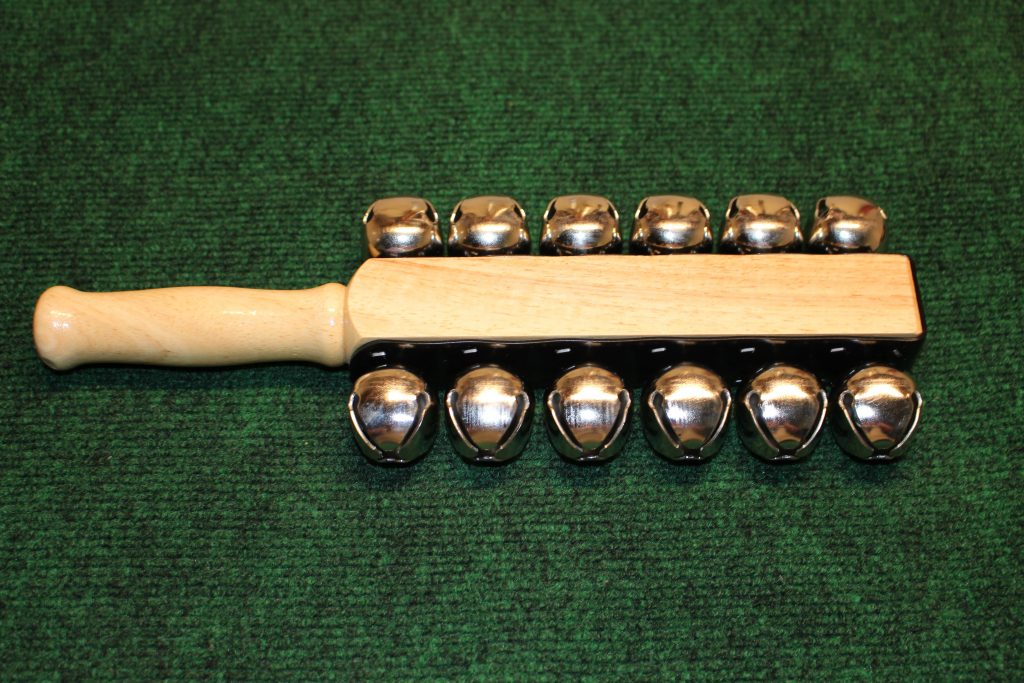 Jingle Stick-12 Bells Mounted on Wooden Handle – Sounds like Cow Bells